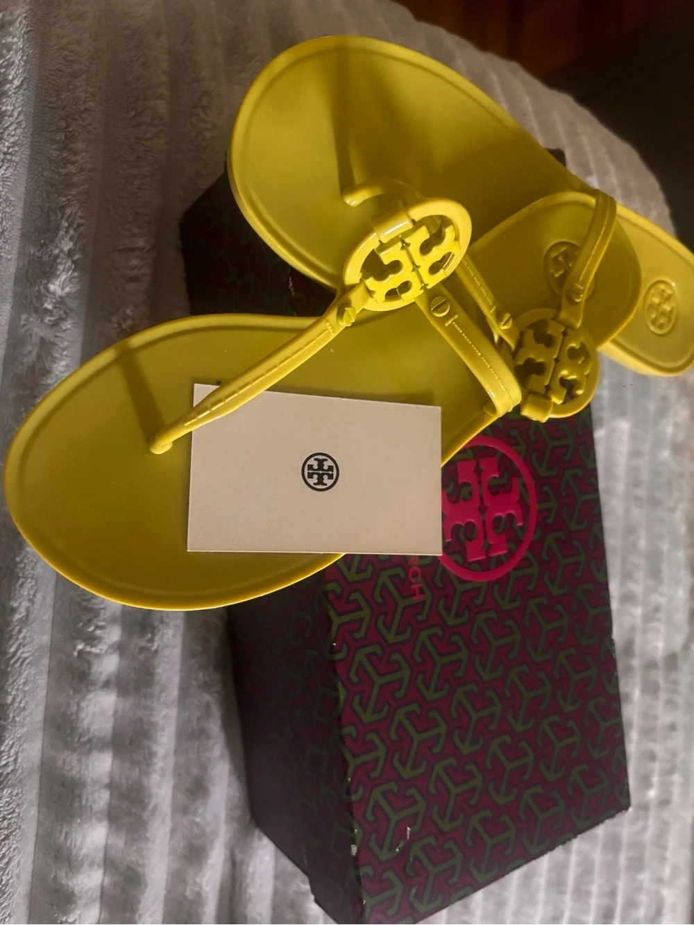 Tory Burch Yellow Logo Jelly Thong Sandals